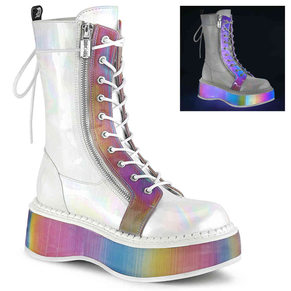 Demonia Demonia Laarzen EMILY 350 WitMulticolours Demonia Ranger 302 zwart mat gothic, metal lange veter